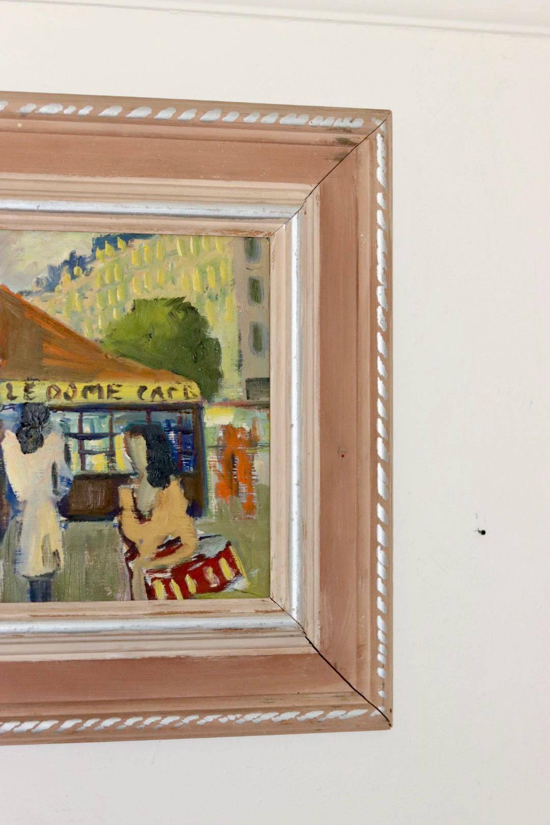 Huile sur panneau suédoise originale « French Street Life » -
