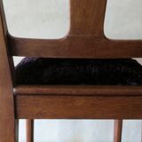 Art nouveau side chair in oak and royal purple velvet, 1900