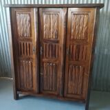 3-door brutalist cabinet in solid elm