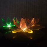 Lampe de nuit en forme de fleur de nénuphar vert, Europe de l'Est
