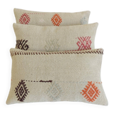 Set of Three Vintage Moorish Style Handloom Wool Kilim Pillows
