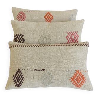 Set of Three Vintage Moorish Style Handloom Wool Kilim Pillows