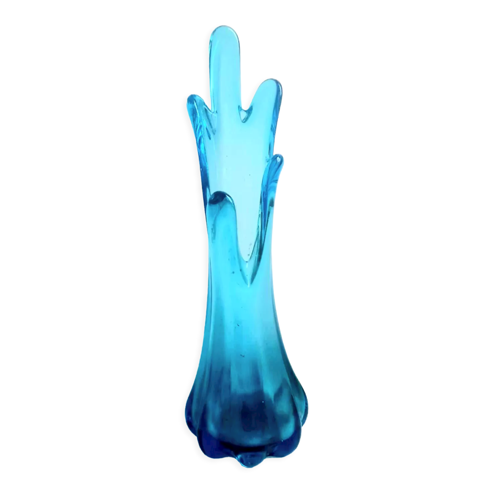 Corolla vase in blue glass