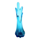 Vase corolle en verre bleu