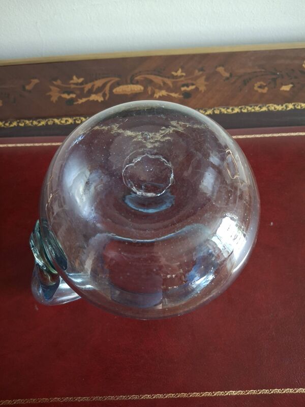 Service à orangeade en verre soufflé bullé