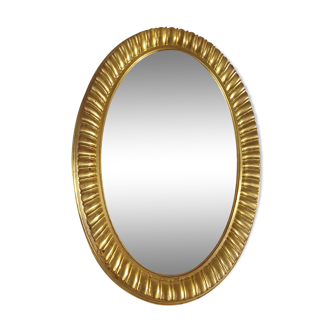 Oval mirror gilded wood 50s - 86 x 58 cm