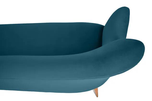 Three-seater sofa in German velvet, 1960s, ocean blue, restored.