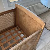 Baby cot in oak and caework