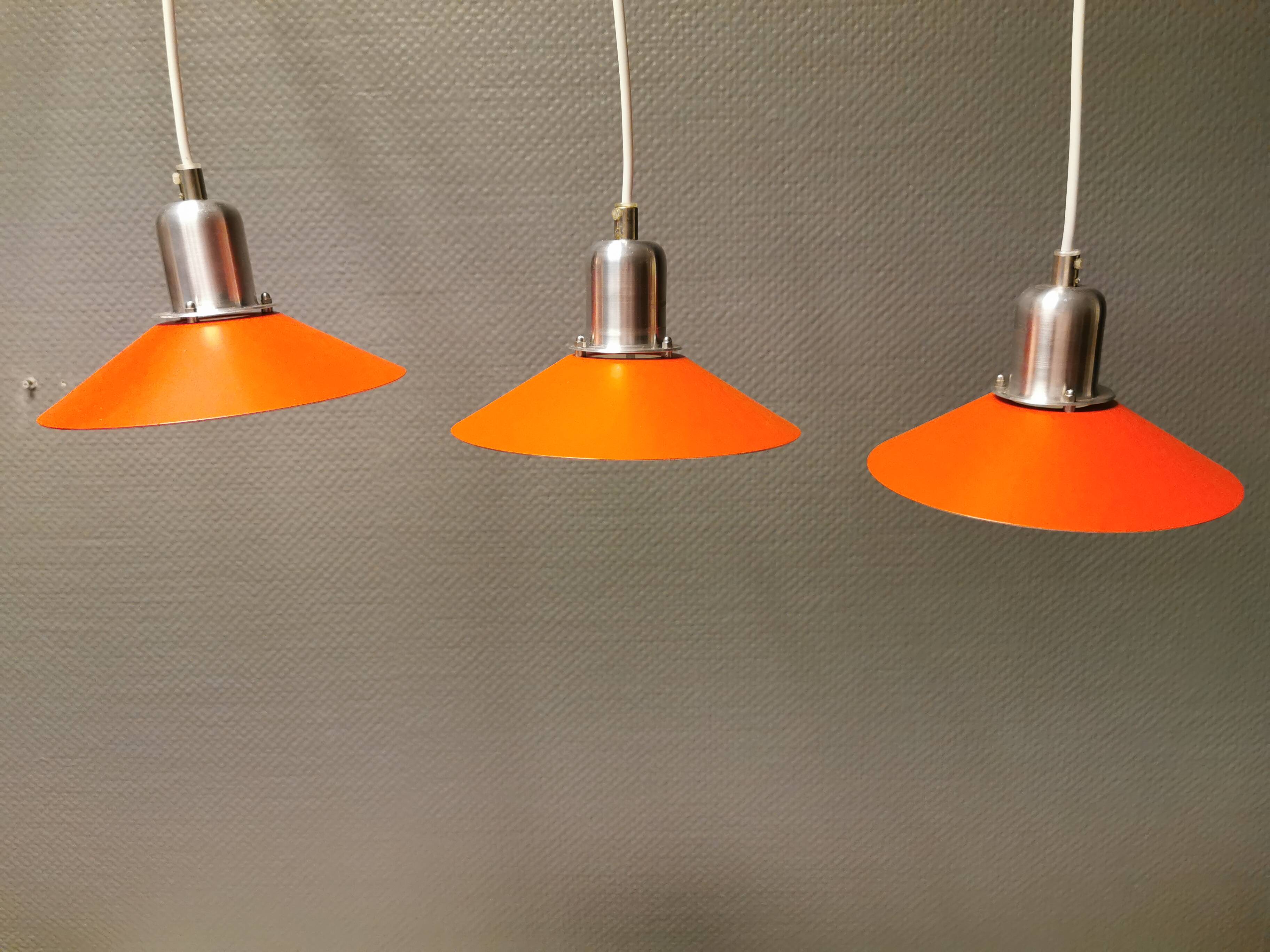 Three beautifully refurbished Tip-Top 2 hanging lamps, estimated 1990s.