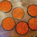 Under a painted wooden frame