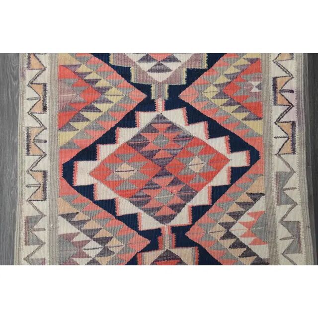 1970s Vintage Turkish Oushak Handmade Wool Cotton Orange Runner Rug 89x319