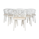 Matte white painted beech chair with upholstered seat in fabric 1970