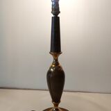 Le Tanneur 1960 lamp stand in leather and gilded brass