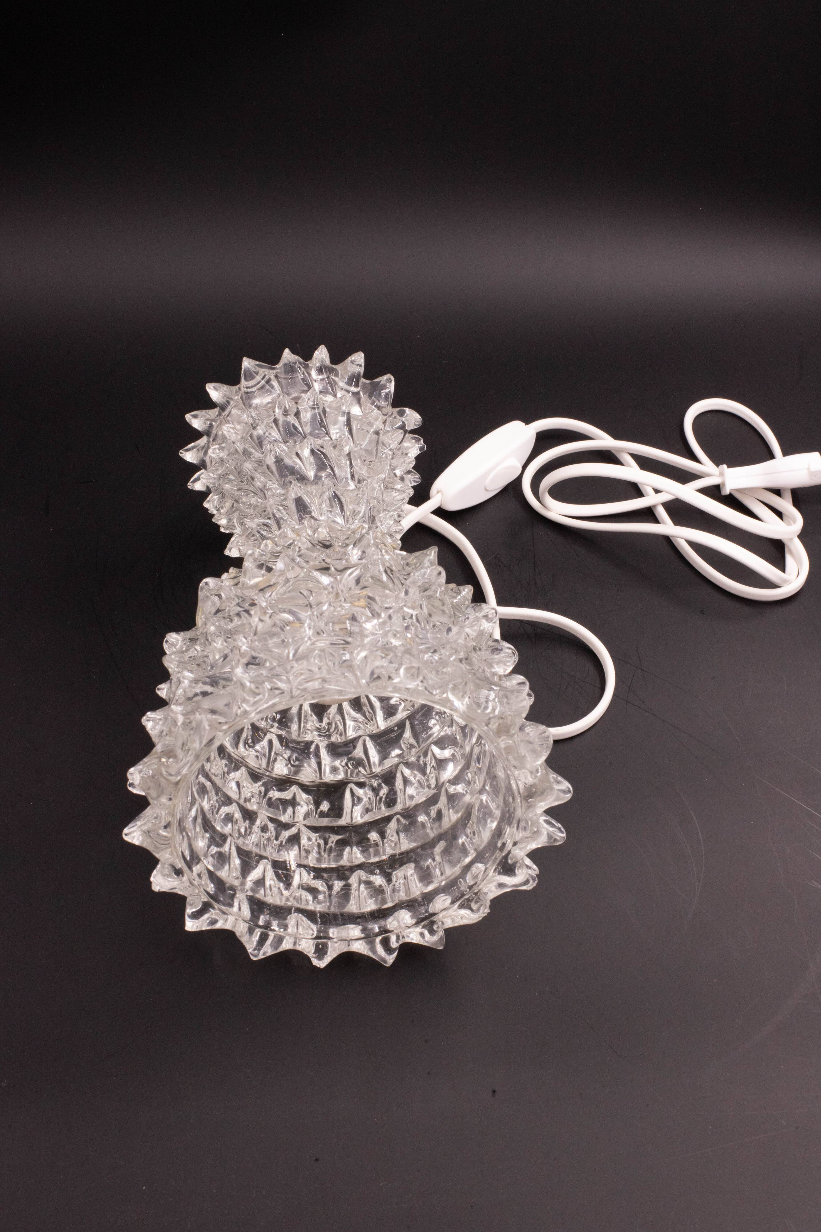 Elegant Table Lamp in Rostrato Murano Glass Vase attributed to Barovier & Toso, 1940s