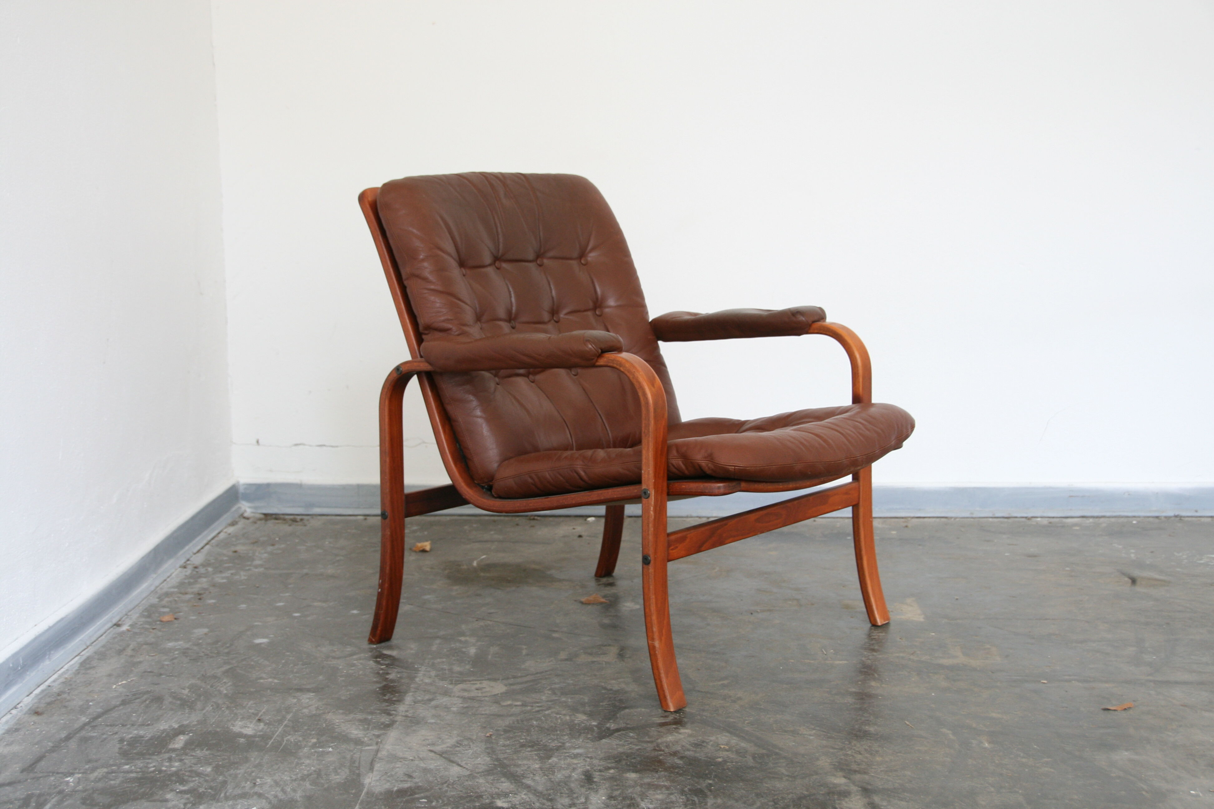 Vintage leather lounge chair by Gotte mobil Sweden