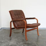 Vintage leather lounge chair by Gotte mobil Sweden