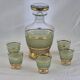 Vintage liqueur service in frosted celadon and gold glass – 1950s