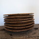 Set of 7 presentation plates in wicker rattan cannage