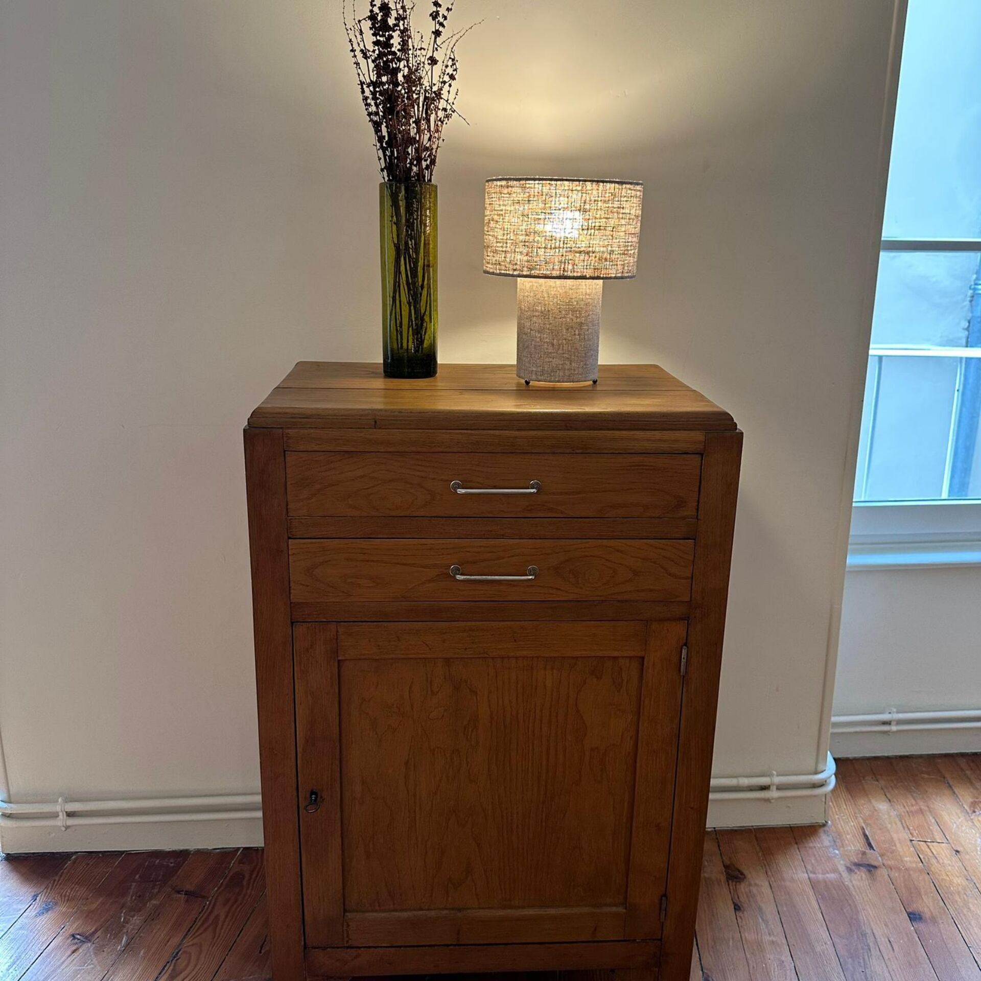 Small honey-coloured wooden buffet