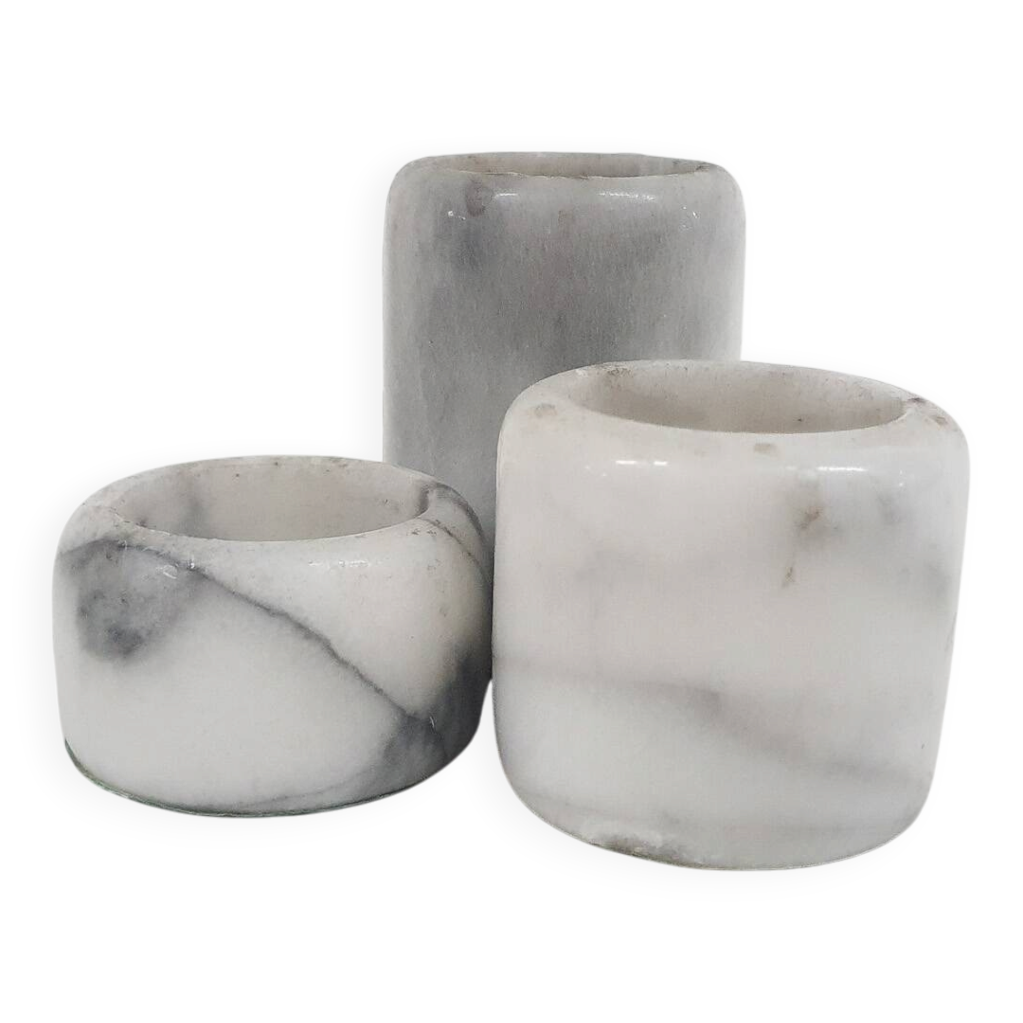 Set of three marble candle sticks, Italy 1970's