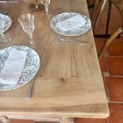 Large Restored Solid Oak Dining Table – Whitewashed Finish