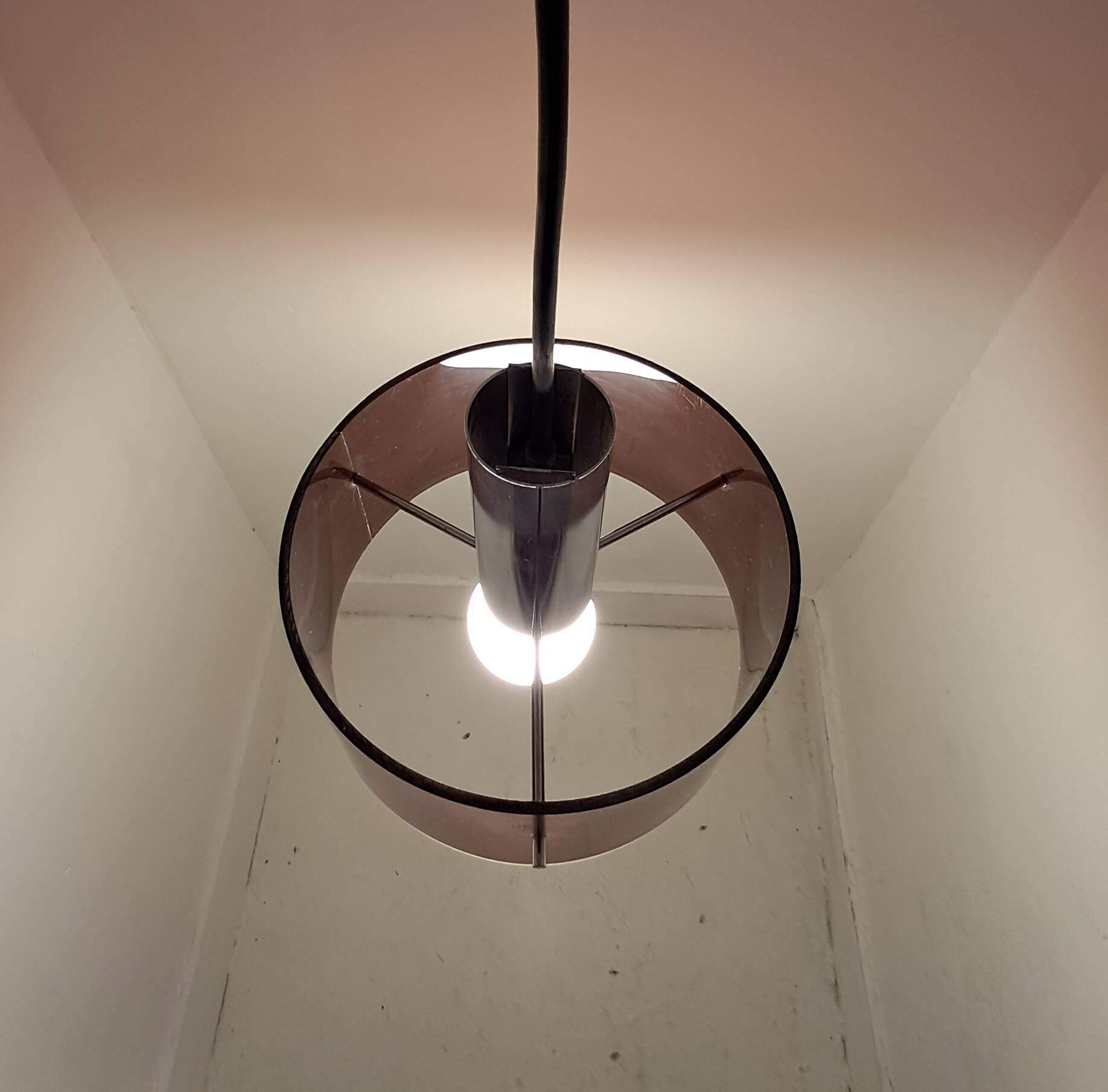 Oxar 1970 pendant light in smoked brown pvc.