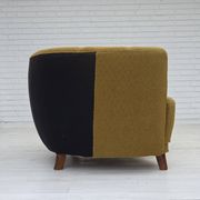 1960s, Danish 2-seater "Banan" sofa, green furniture wool, ash wood.