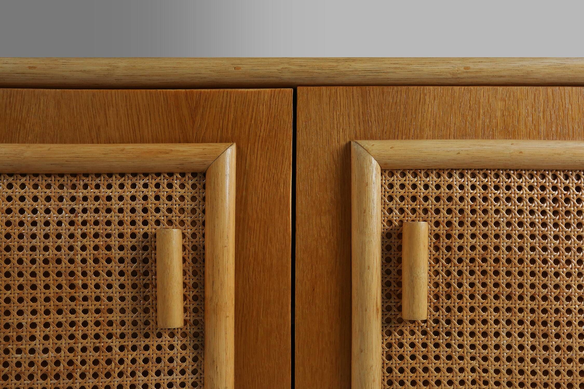 Four-door buffet in rattan and wood, France, 1960s