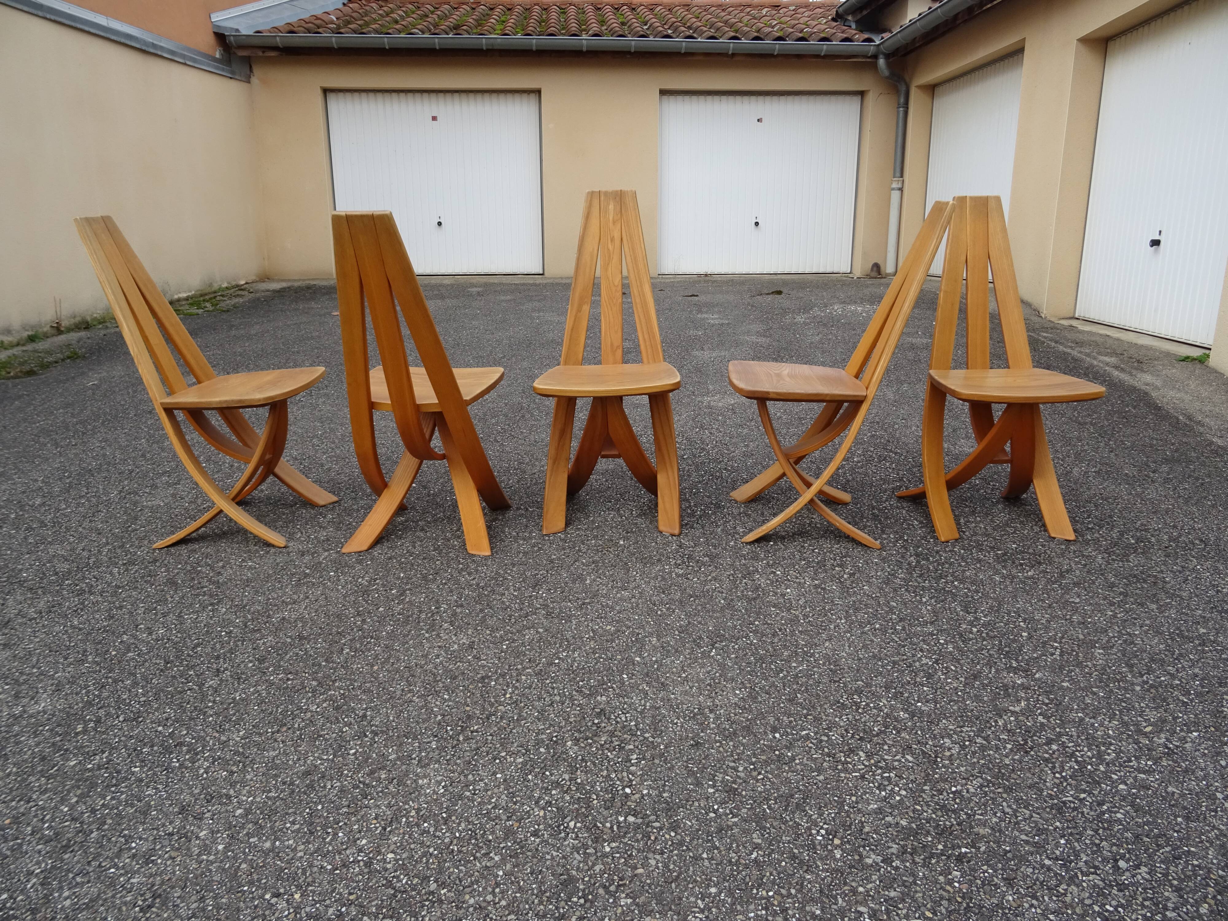 Série 5 chaises Epona design Francis Taglan France
