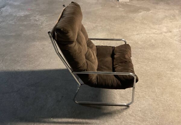 Fauteuil bas velours IKEA vintage