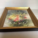 Tableau fleurs huile sur toile Yann