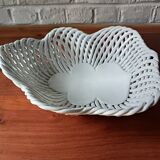 Large white twisted ceramic basket