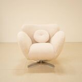 "Bear" rotating armchair in 80's curly wool