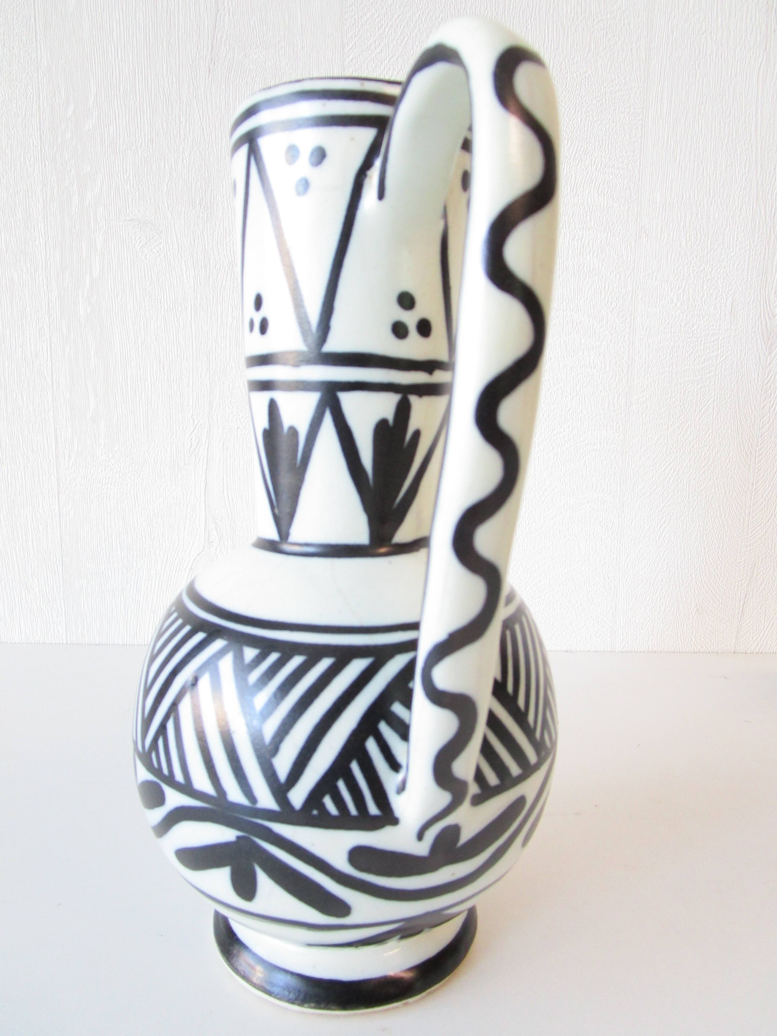 Ceramic tea set Moroccan black white antique
