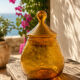 Large amber bubble glass sweet jar from Biot, 1960s.