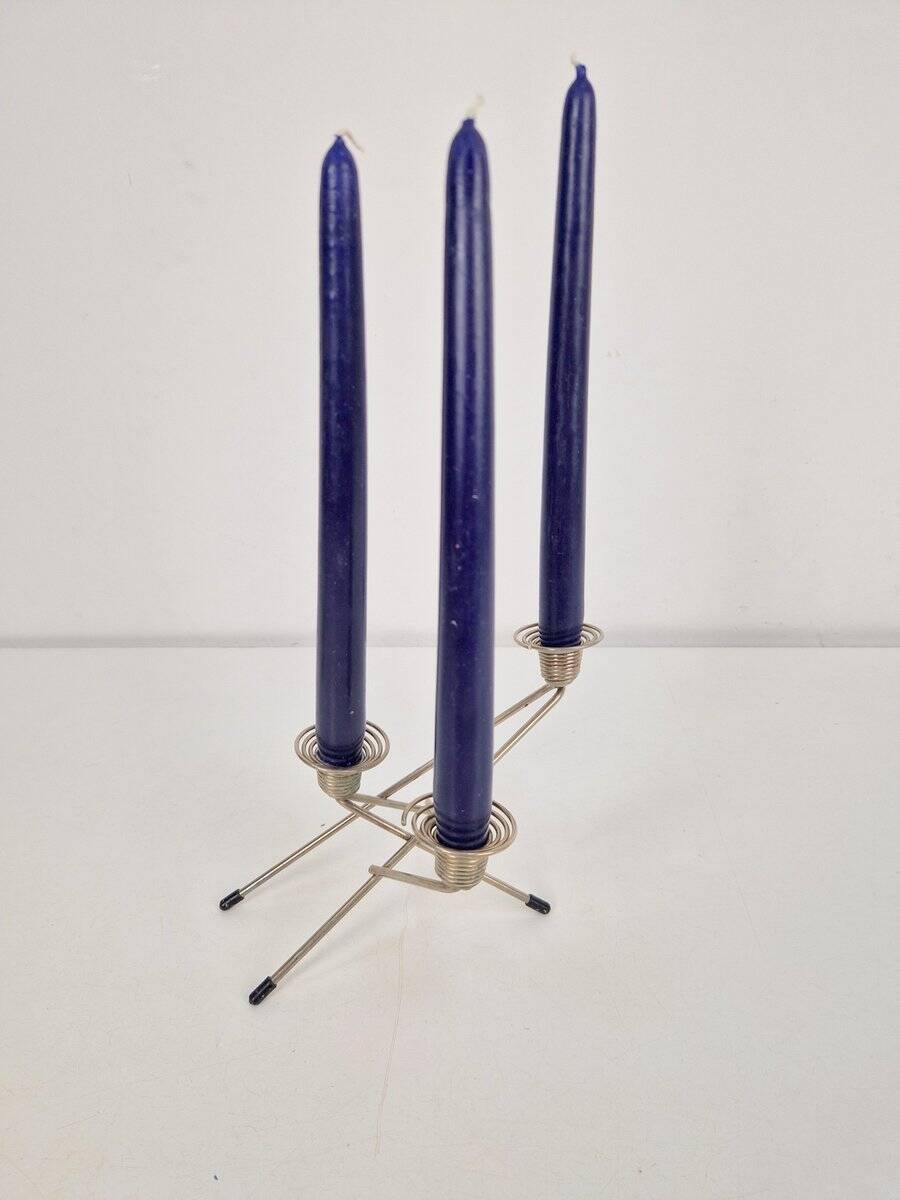 Postmodern Wire Spring Candleholder in Metal, 1980s