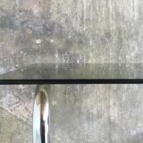 Fifth wheel or sofa end - smoked glasses and marble foot - design 1970
