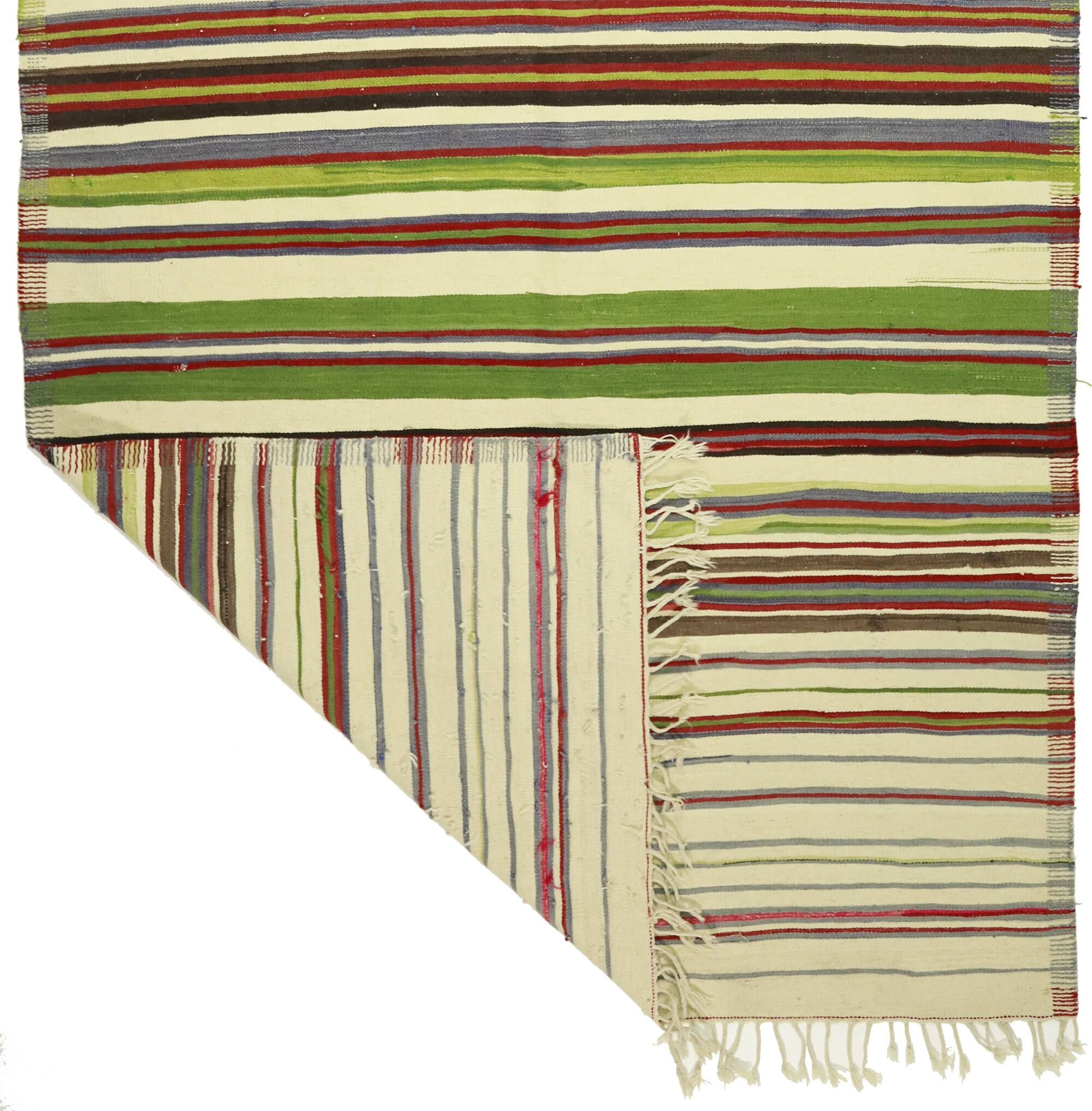 Vintage Striped Turkish Kilim Rug 170x345 cm Handmade Wool