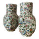Luneville earthenware pot vases with flower pattern