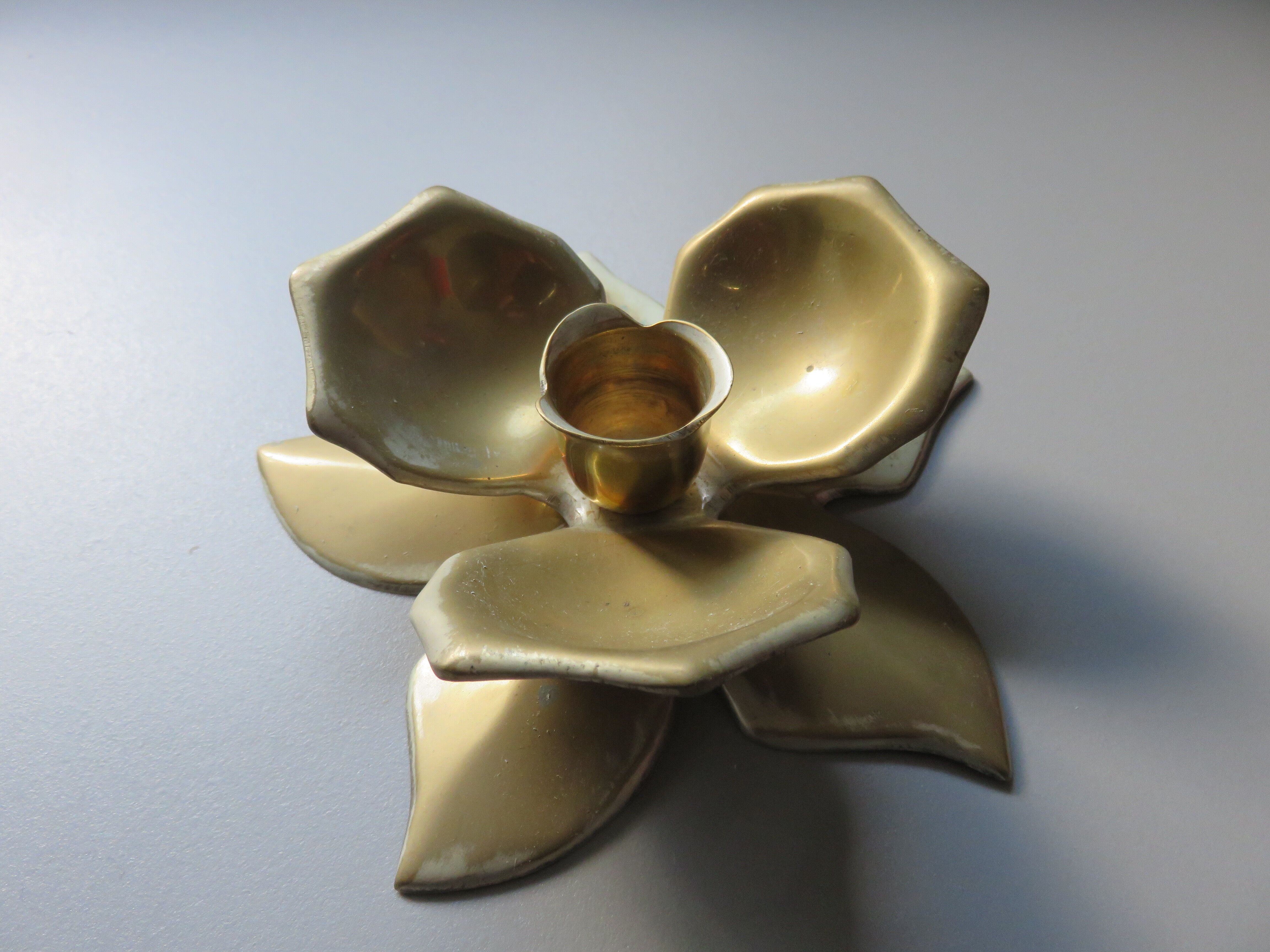 Flower  brass candlestick 1970