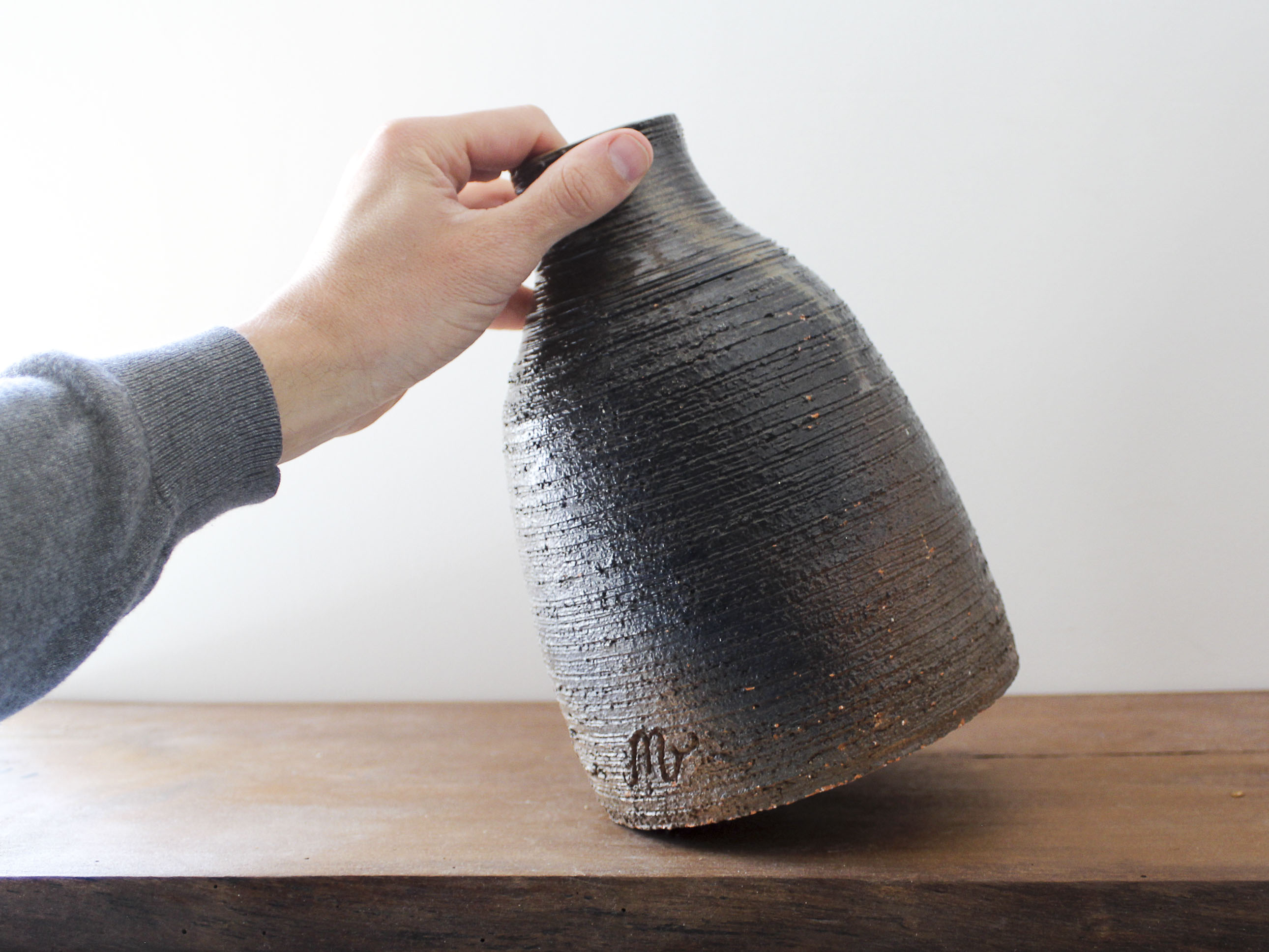 Glazed terracotta vase