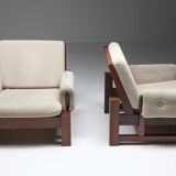 Pair of modern mid-century solid mahogany clubs - 1960