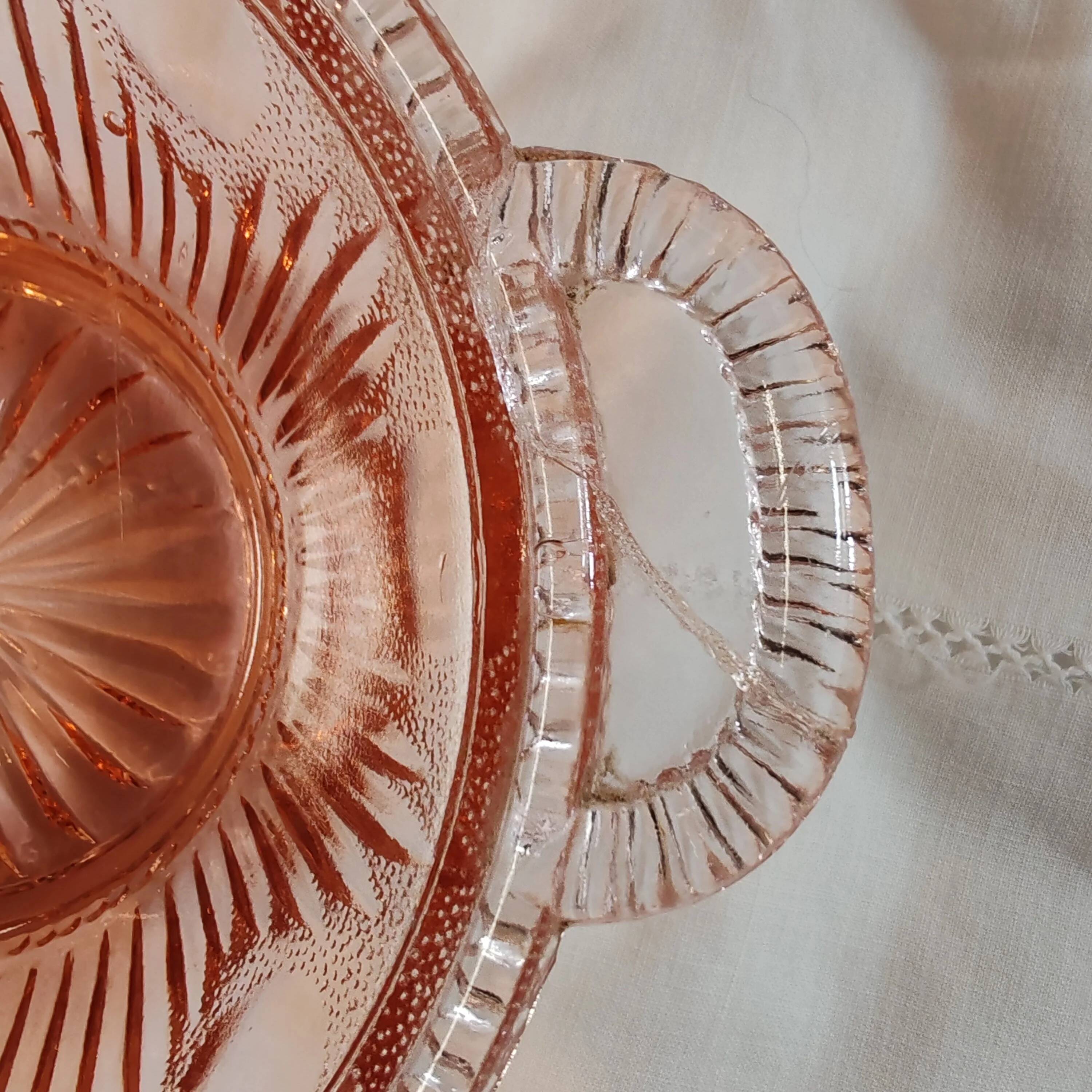 Pink glass sugar bowl