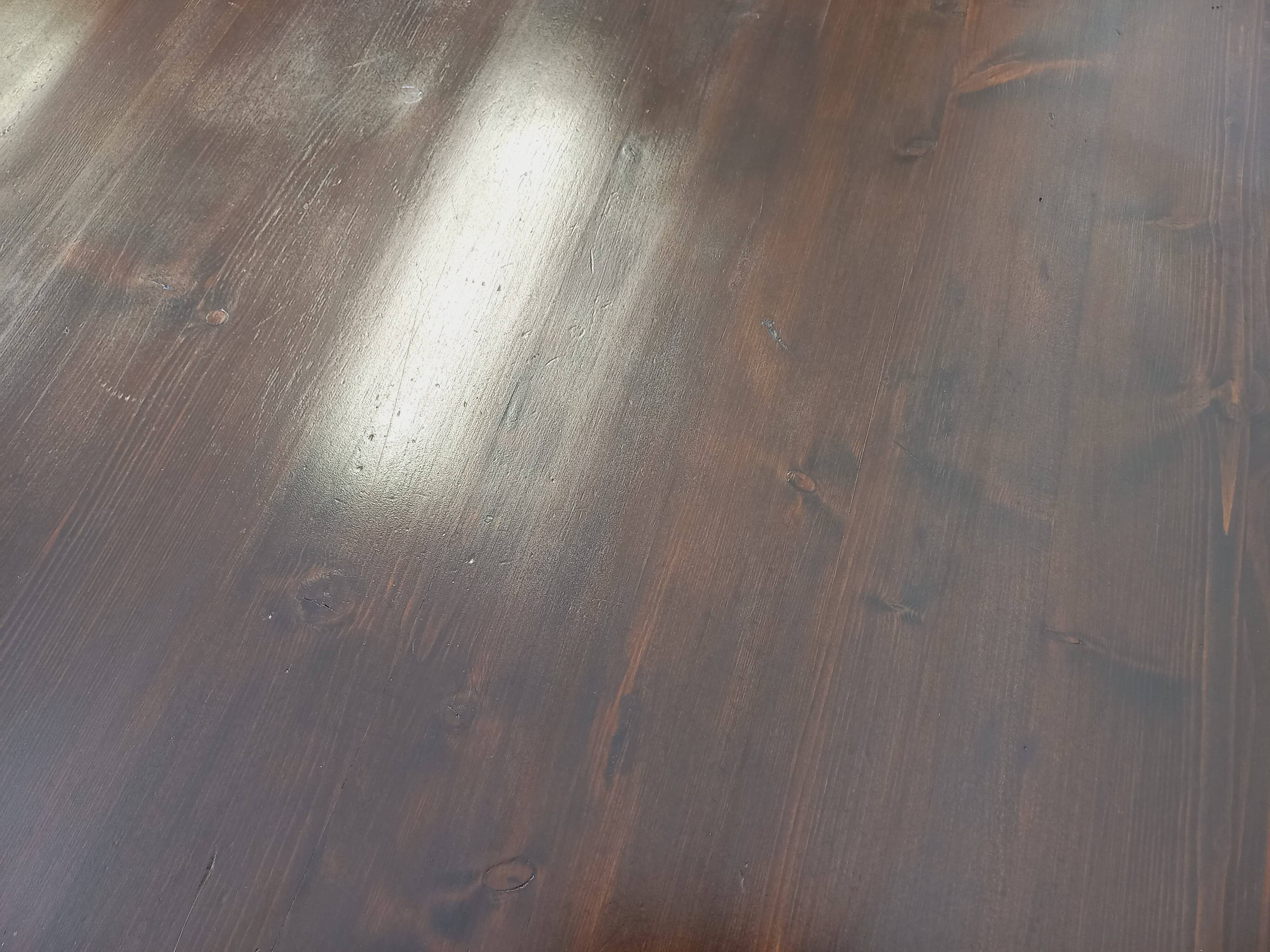 Brutalist rectangular dining table by Georges Robert in pine wood.