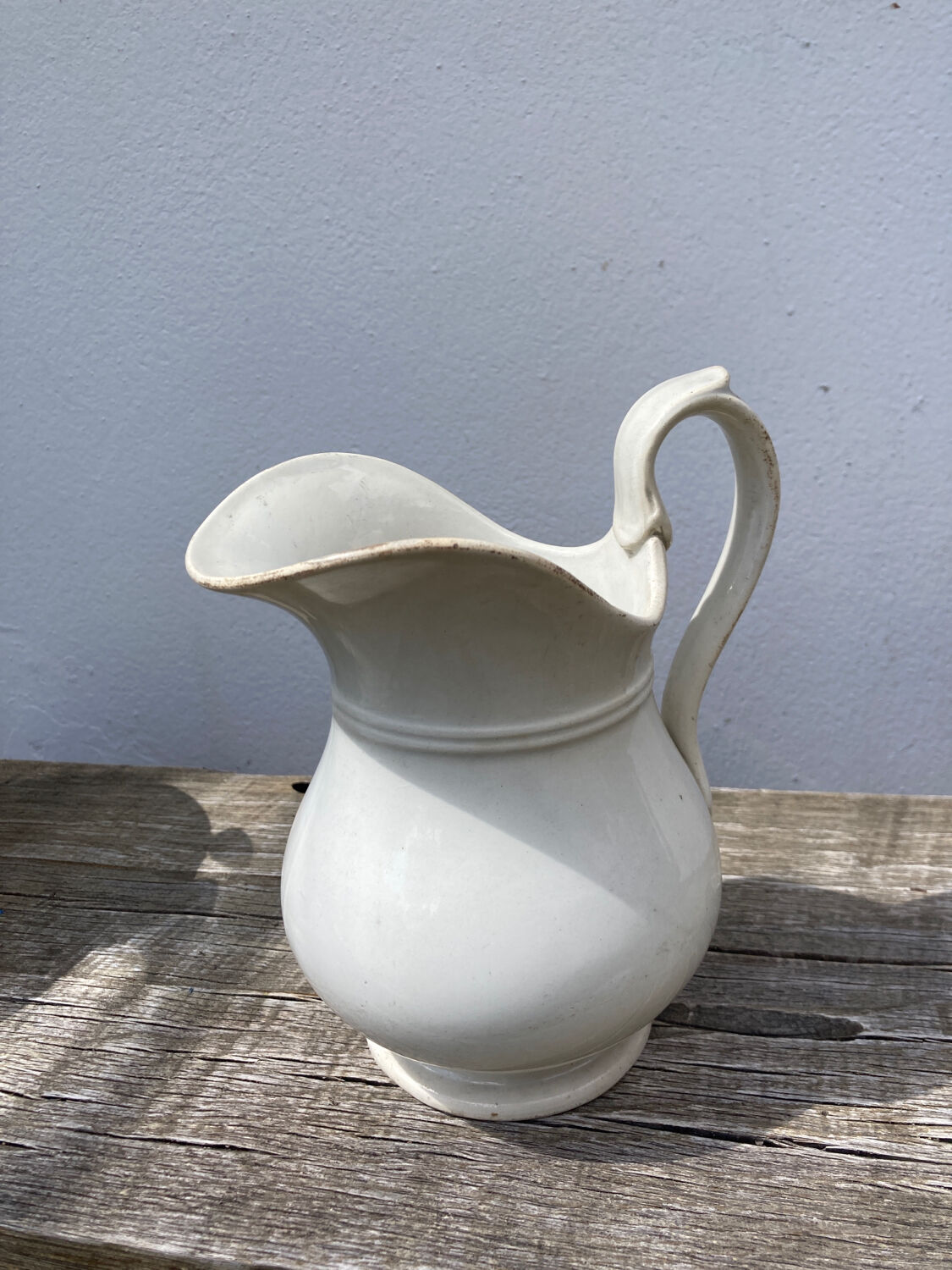 White pitcher earthenware Creil and Montereau nineteenth