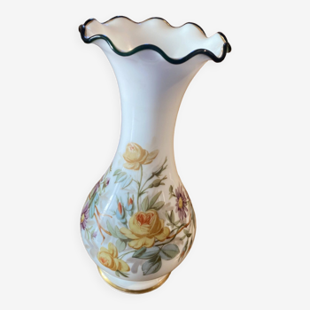 Opaline vase with flowers