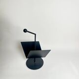 Vintage Postmodernist Black Metal Magazine Rack, Italy, 1980s