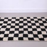 Moroccan Handmade Beni Ourain Rug 95 x 177 cm - Checkered Berber Runner rug