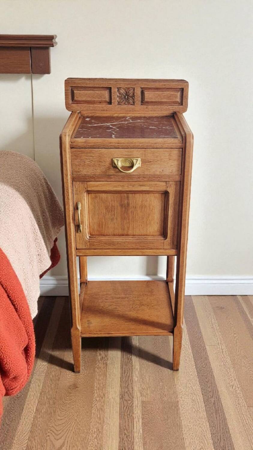 Art Deco style bedside table in solid oak, 1930s