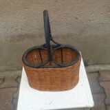Vintage rattan and ceramic bottle holder